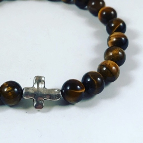 Men or women golden Tiger eye cross bracelet - Picture 4 of 7